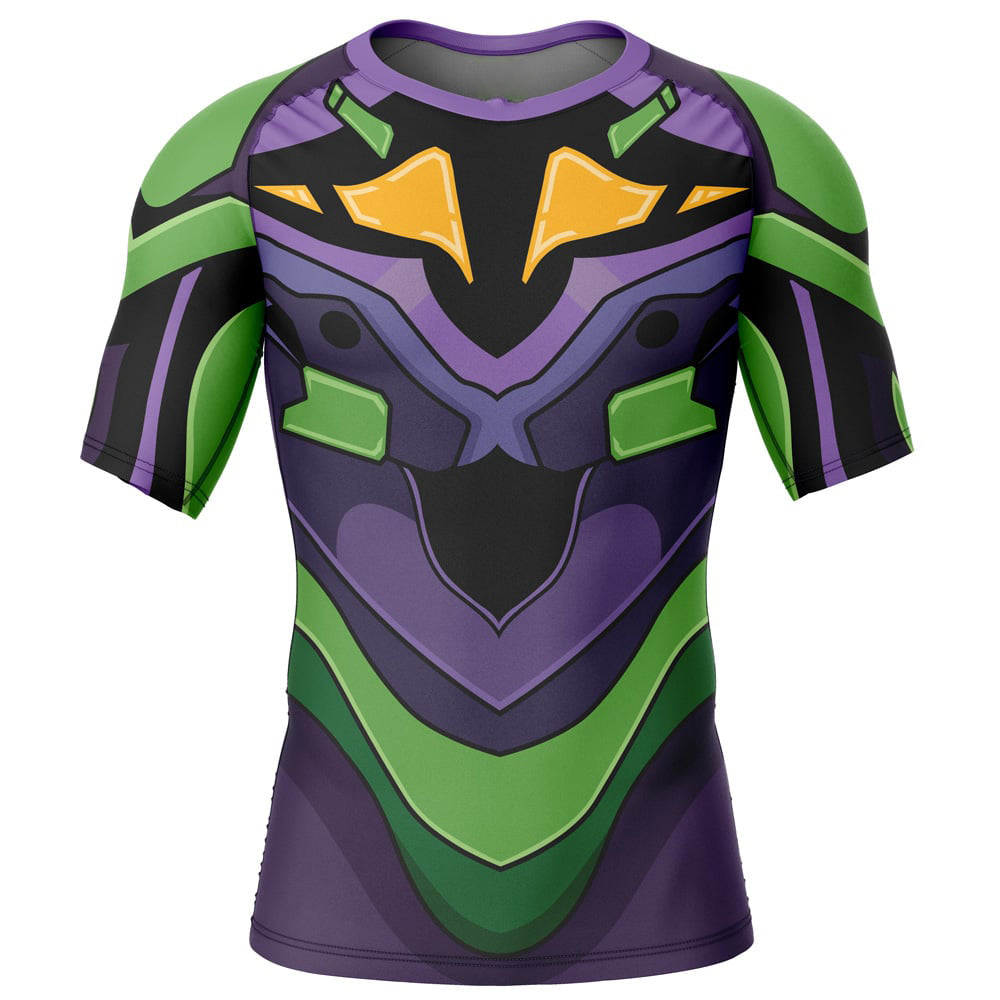 Morukai "Unit-01 Neon Genesis Evangelion Short Sleeve Rash Guard Compression Shirt