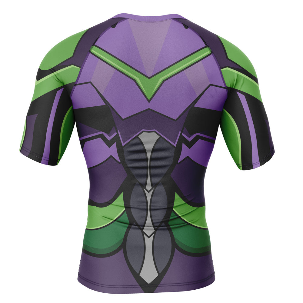 Morukai "Unit-01 Neon Genesis Evangelion Short Sleeve Rash Guard Compression Shirt