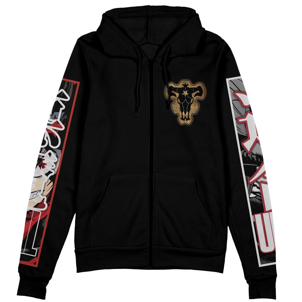 Morukai "Asta Black Clover Streetwear Zip Hoodie Jacket