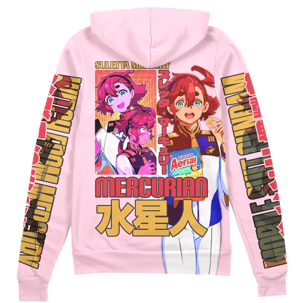 Morukai "Suletta Mercury Gundam Witch from Mercury Streetwear Zip Hoodie Jacket