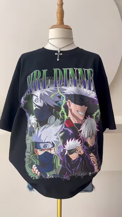 Morukai "Satoru Gojo & Kakashi Hatake Girl Dinner" Jujutsu Kaisen x Naruto Unisex T-Shirt