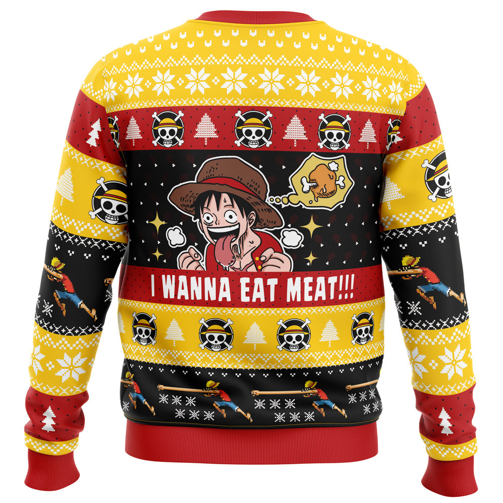 Morukai "I Want To Eat Meat Luffy One Piece Ugly Sweater