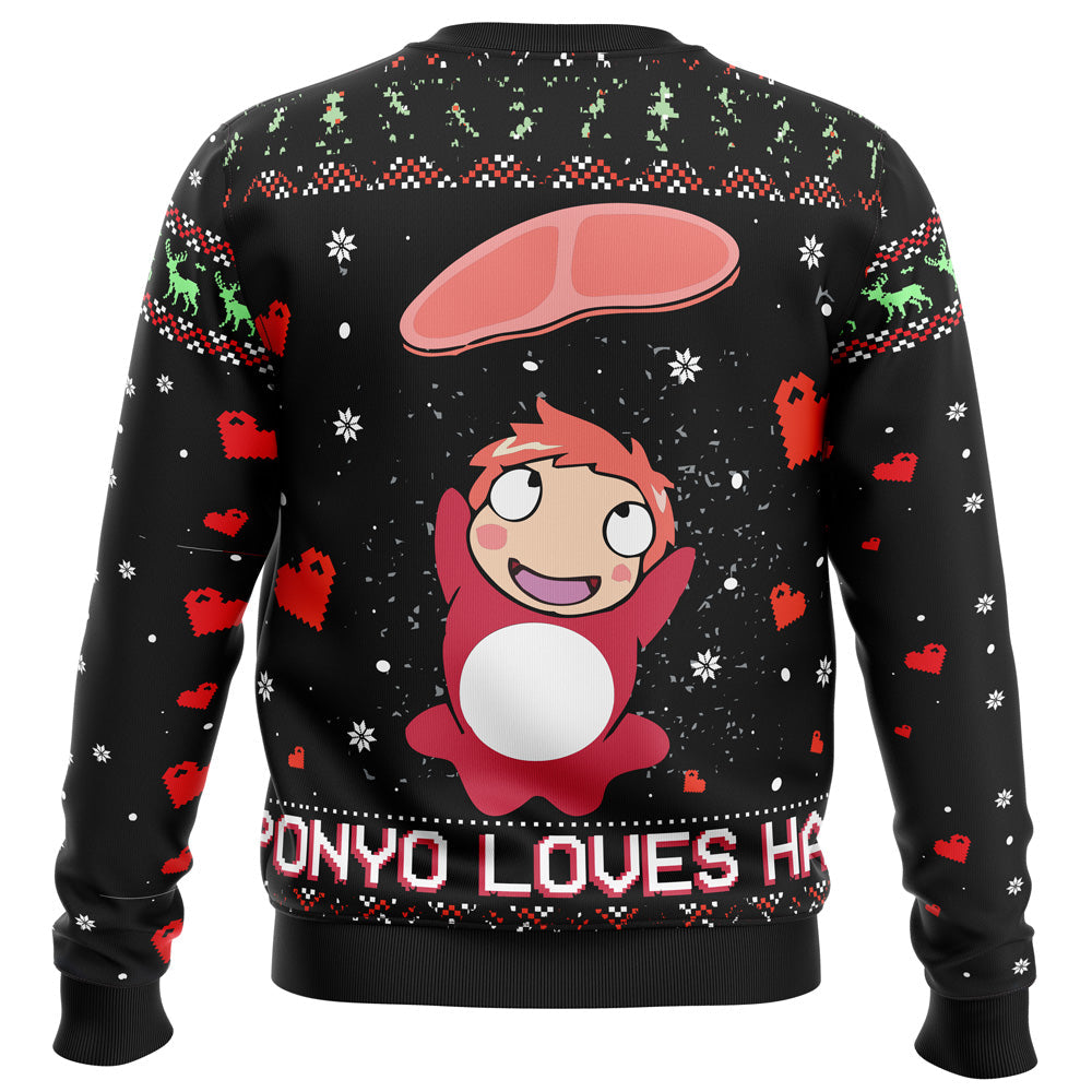 Morukai "Christmas Ponyo Loves Ham" Ponyo Ugly Sweater V1