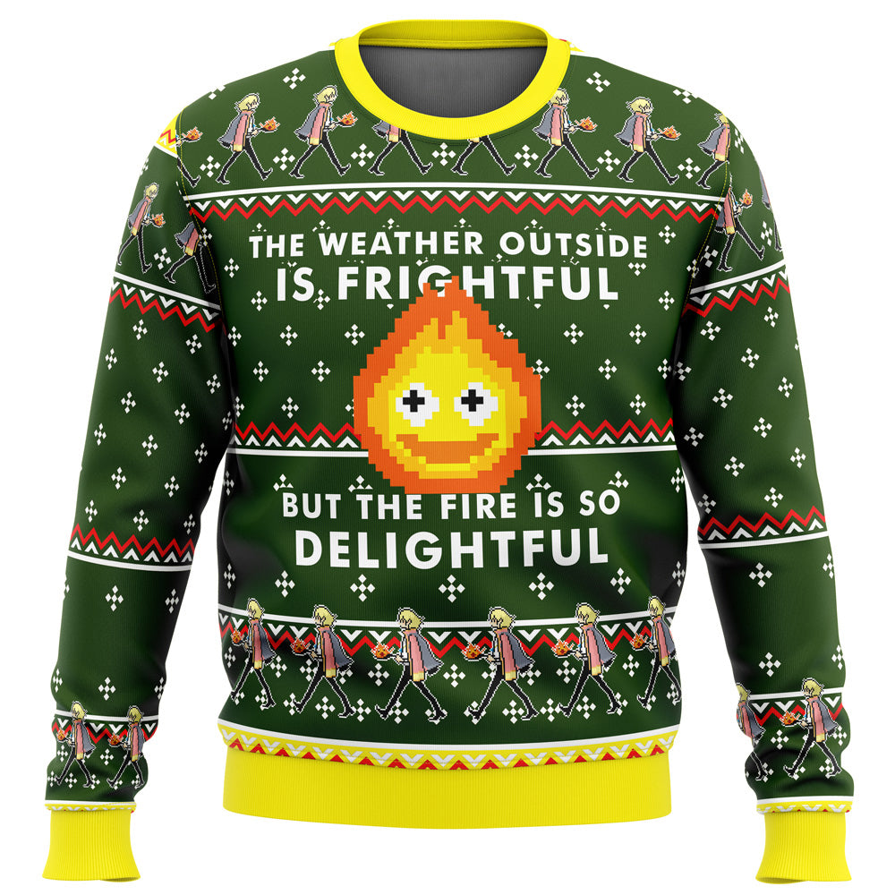 Morukai "HOWLS MOVING CASTLE Calcifer Fire is so Delightful Ugly Sweater