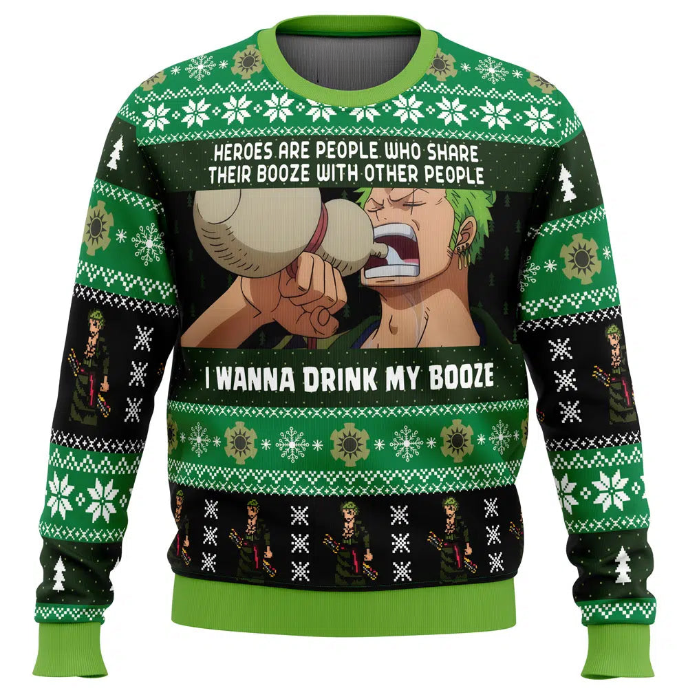 Morukai "I Wanna Drink My Booze Zoro" One Piece Ugly Sweater