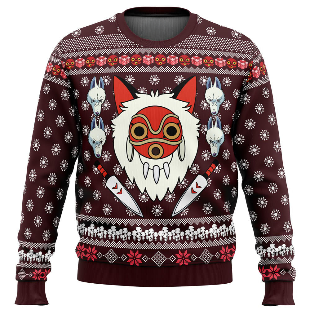 Morukai "Christmas Raging San" Princess Mononoke Ugly Sweater