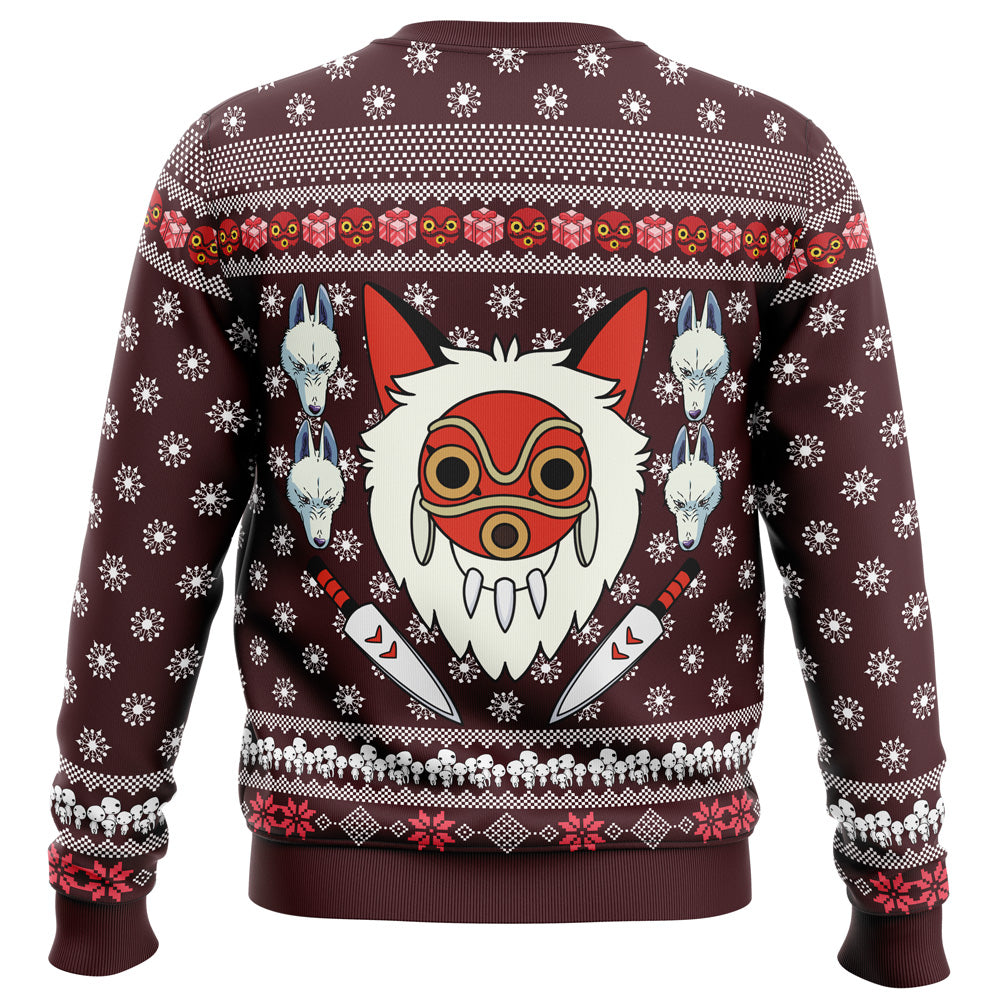 Morukai "Christmas Raging San" Princess Mononoke Ugly Sweater
