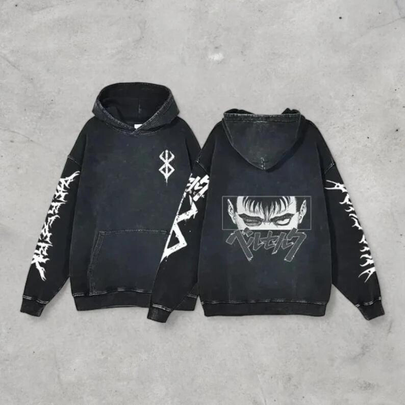 Morukai "Guts Black Swordsman" Berserk Vintage Oversized Hoodie V2