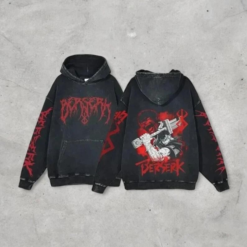 Morukai "Guts Black Swordsman" Berserk Vintage Oversized Hoodie V1