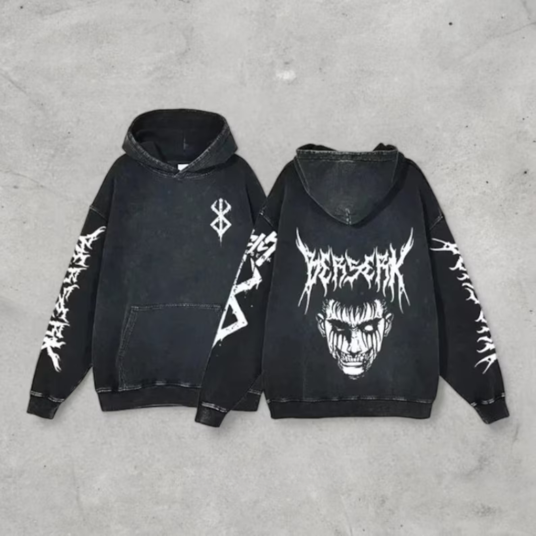 Morukai "Guts Black Swordsman" Berserk Vintage Oversized Hoodie