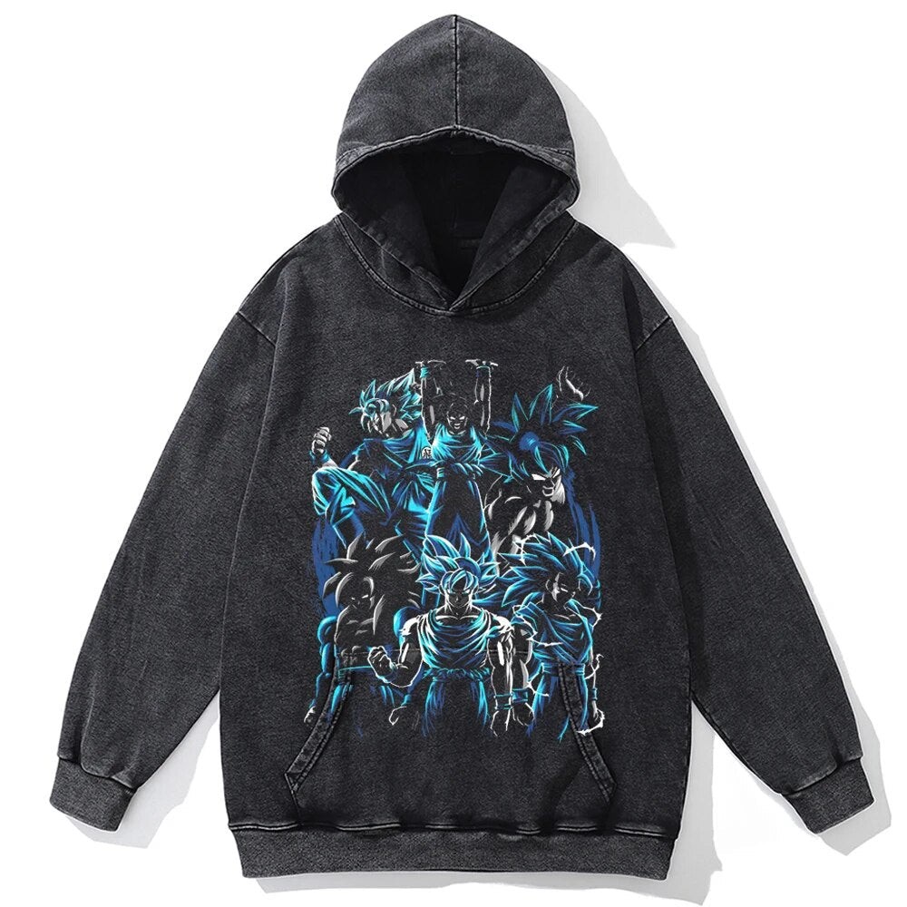 Morukai "Super Saiyan Blue Son Goku" Dragon Ball Vintage Oversized Hoodie
