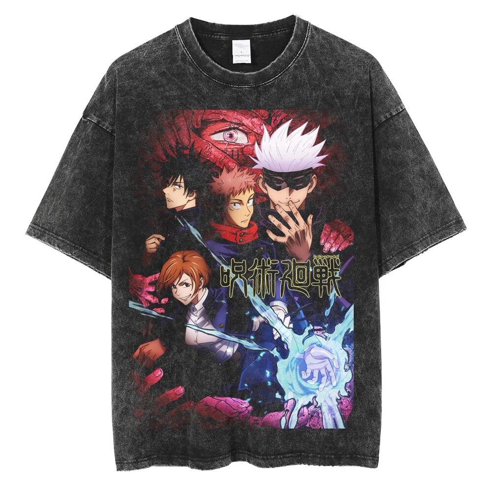 Morukai "Satoru Gojo's Team" Jujutsu Kaisen Vintage Washed Oversized T-Shirt