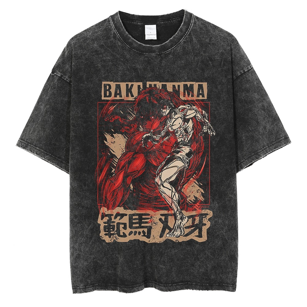 Morukai "Baki Hanma Son of Ogre" Baki Vintage Washed Oversized T-Shirt V4