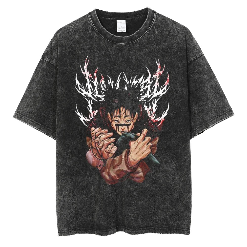 Morukai "Choso Kamo Blood Manipulation" Jujutsu Kaisen Vintage Washed Oversized T-Shirt