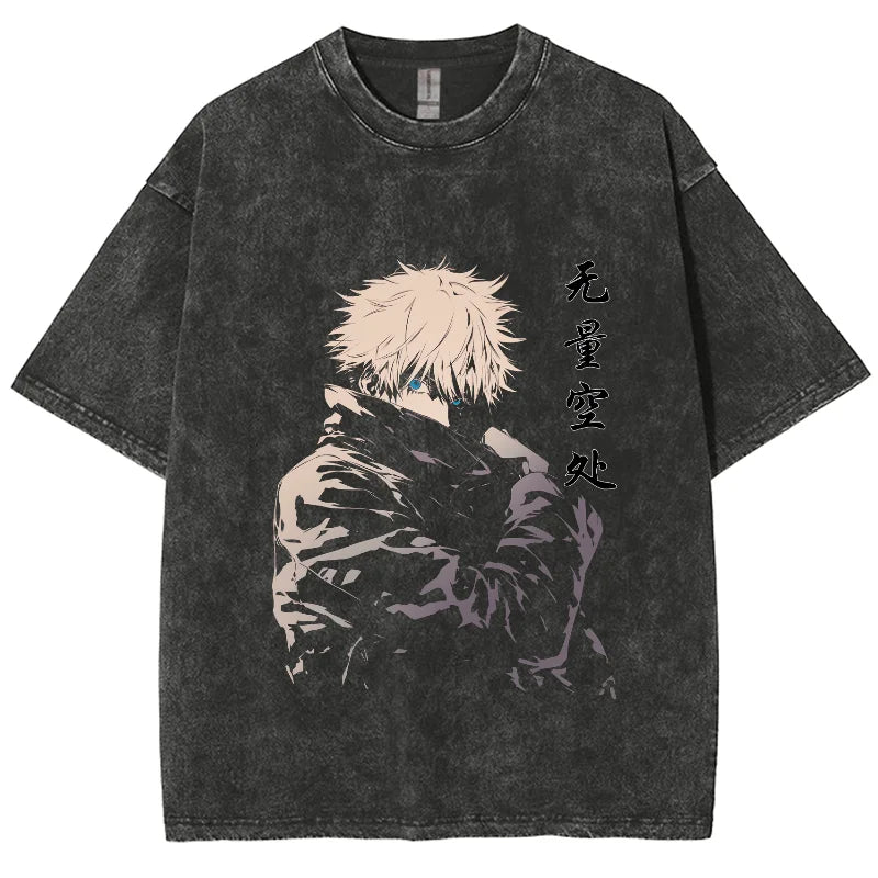 Morukai "Satoru Gojo Limitless" Jujutsu Kaisen Vintage Washed Oversized T-Shirt