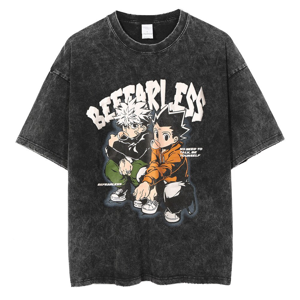 Morukai "Gon Freecss x Killua Zoldyck Be Fearless" Hunter x Hunter Vintage Washed Oversized T-Shirt