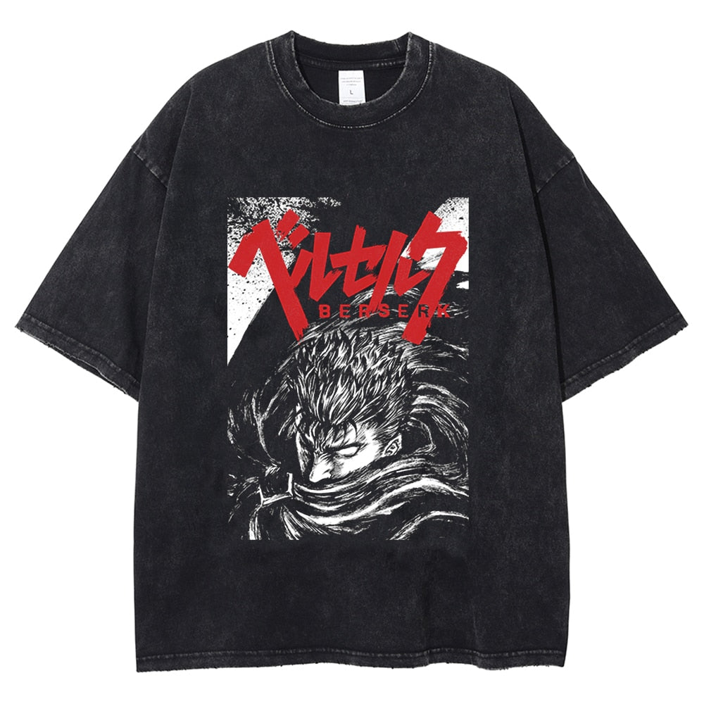 Morukai "Guts Black Swordsman" Berserk Vintage Washed Oversized T-Shirt V8