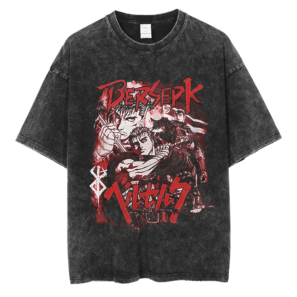 Morukai "Guts Black Swordsman" Berserk Vintage Washed Oversized T-Shirt V11
