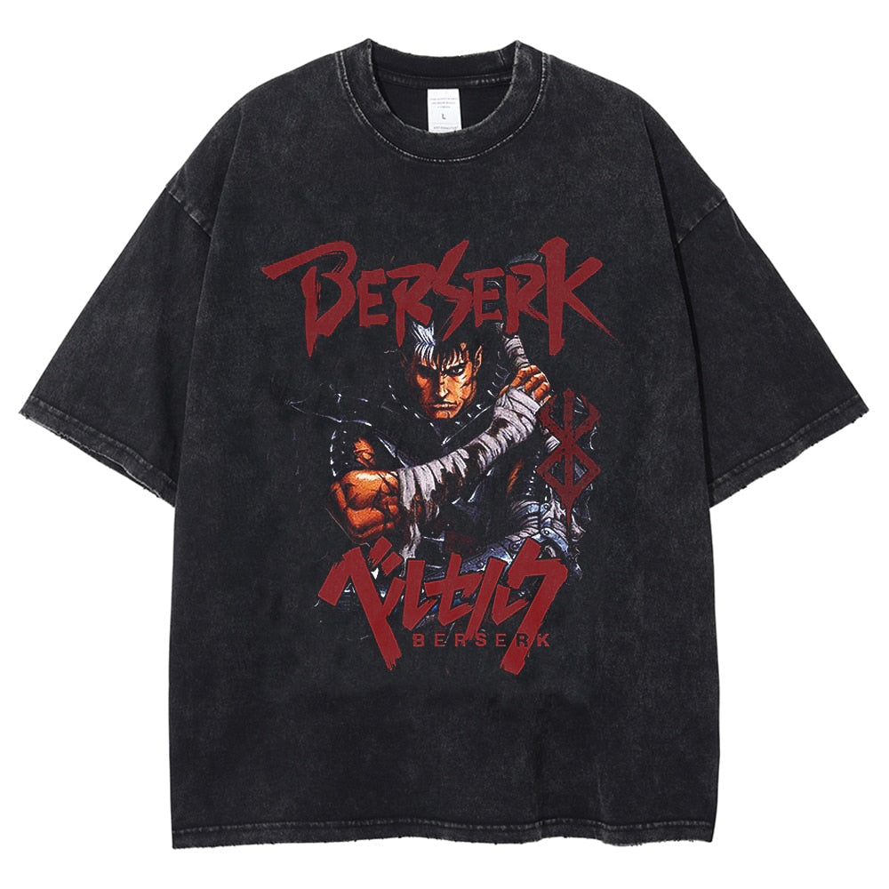 Morukai "Guts Black Swordsman" Berserk Vintage Washed Oversized T-Shirt V10