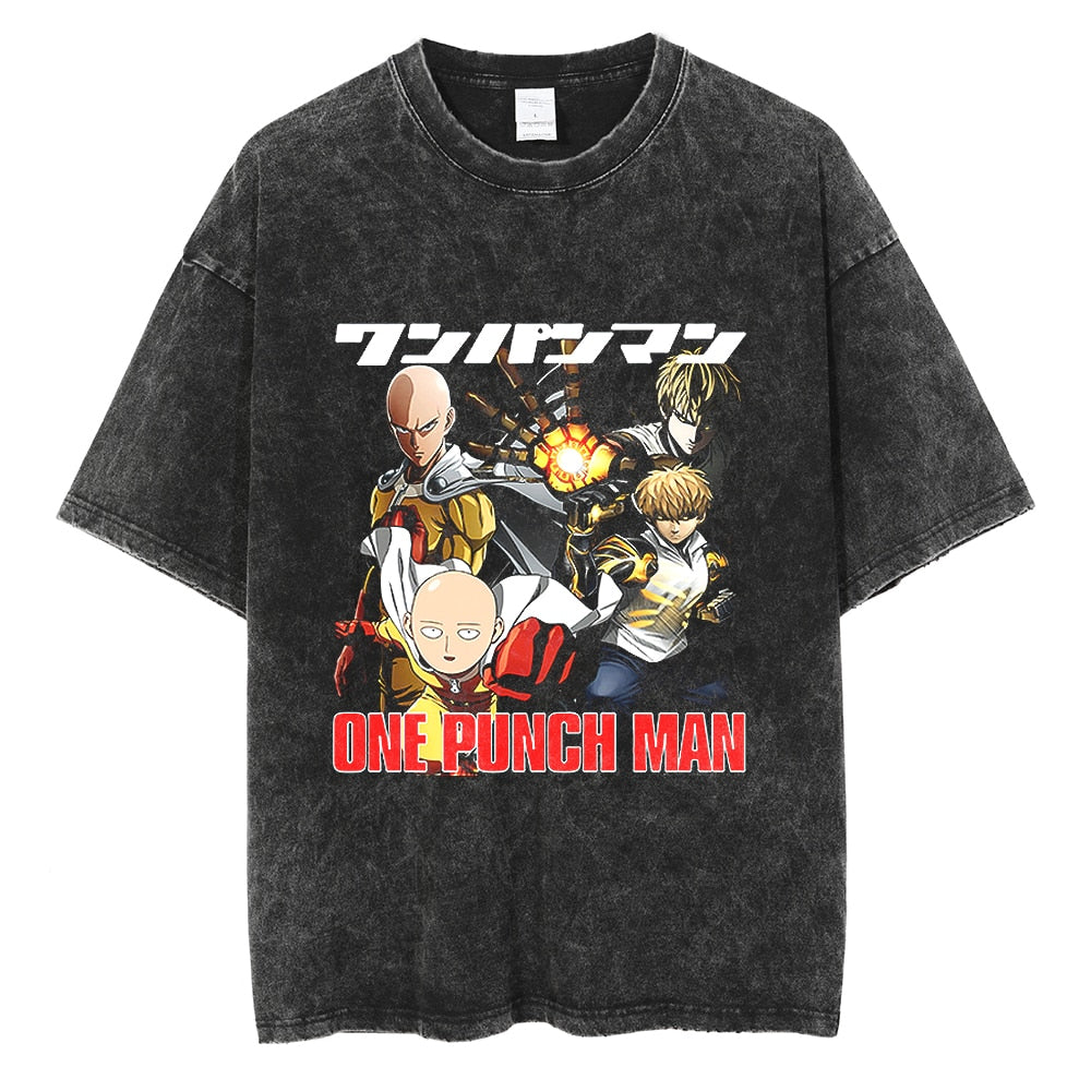 Morukai "Saitama Bald Cape" One Punch Man Vintage Washed Oversized T-Shirt V3