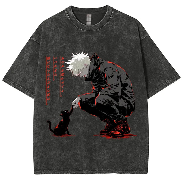 Morukai "Satoru Gojo Comparison" Jujutsu Kaisen Vintage Washed Oversized T-Shirt