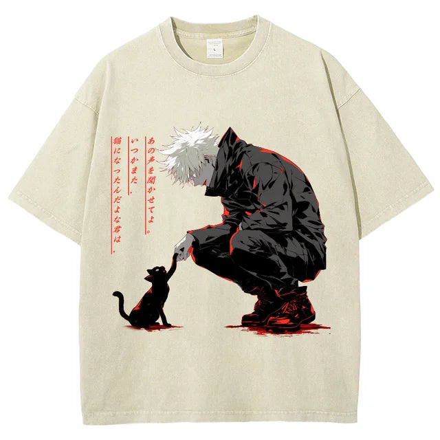 Morukai "Satoru Gojo Comparison" Jujutsu Kaisen Vintage Washed Oversized T-Shirt