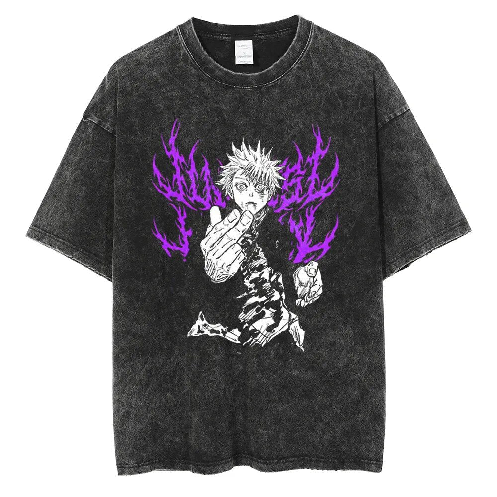 Morukai "Satoru Gojo Hollow Purple" Jujutsu Kaisen Vintage Washed Oversized T-Shirt