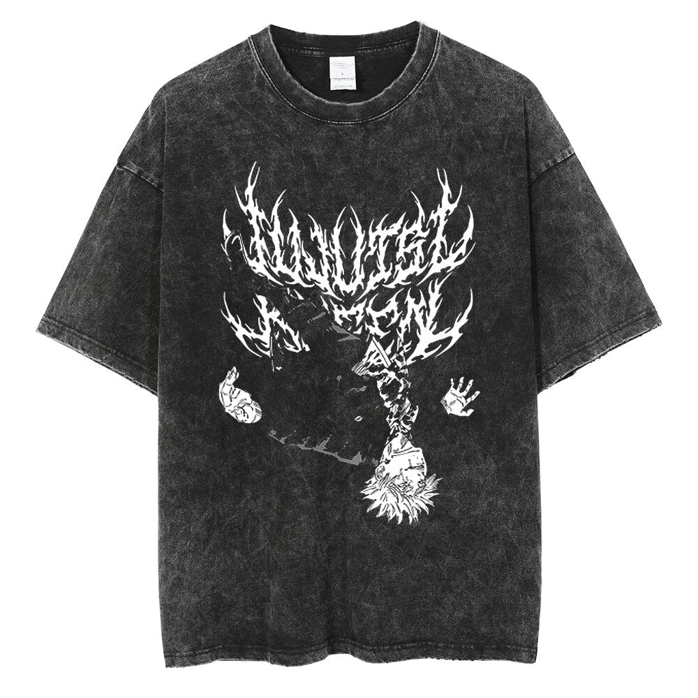 Morukai "Satoru Gojo Unease" Jujutsu Kaisen Vintage Washed Oversized T-Shirt