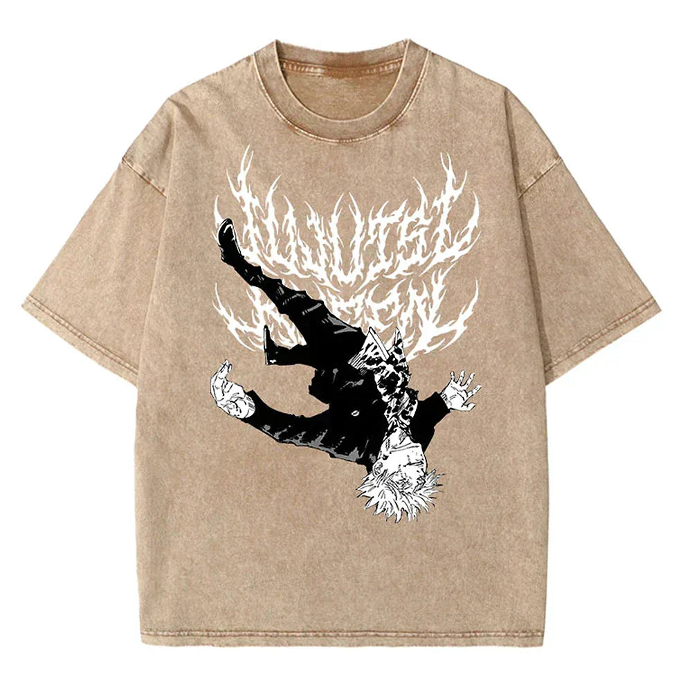 Morukai "Satoru Gojo Unease" Jujutsu Kaisen Vintage Washed Oversized T-Shirt