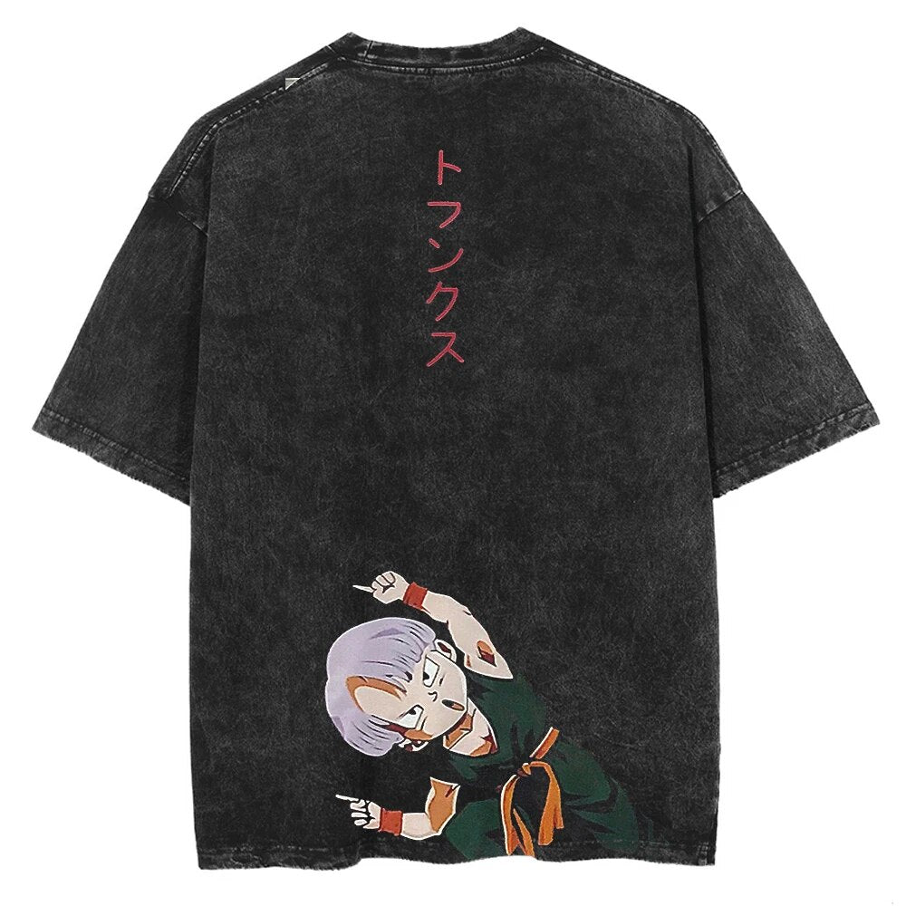 Morukai "Trunks Gotenks Fusion Dance" Dragon Ball Vintage Washed Oversized T-Shirt