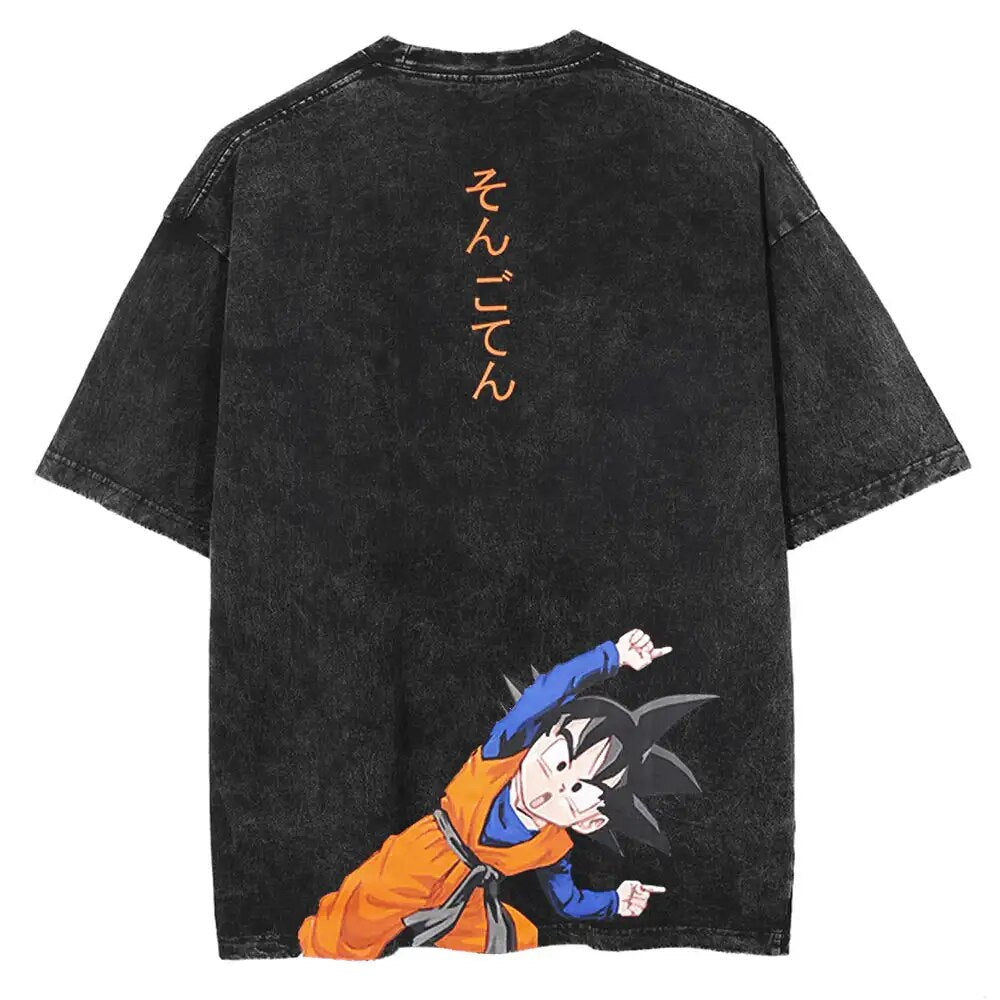 Morukai "Son Goten Gotenks Fusion Dance" Dragon Ball Vintage Washed Oversized T-Shirt