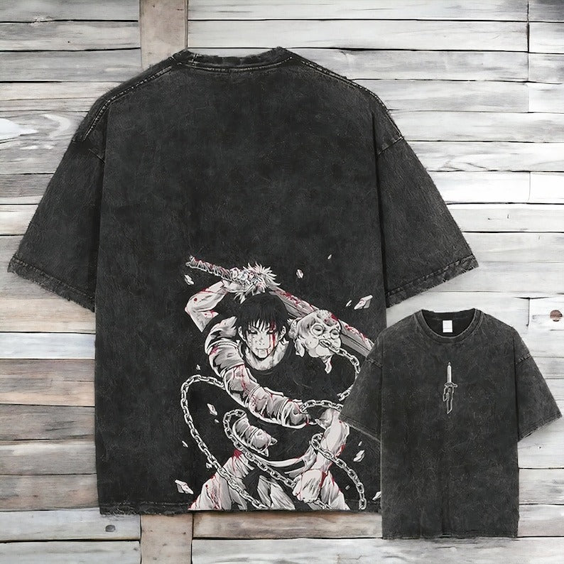 Morukai "Toji Fushiguro Sorcerer Killer" Jujutsu Kaisen Vintage Washed Oversized T-Shirt V5
