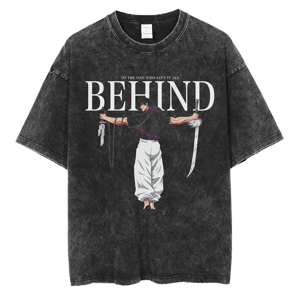 Morukai "Toji Fushiguro To the One Who Left It All Behind" Jujutsu Kaisen Vintage Washed Oversized T-Shirt V3