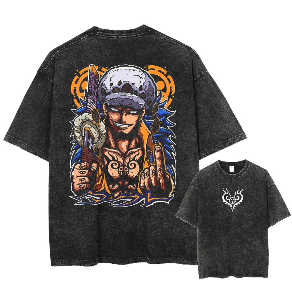 Morukai "Trafalgar D. Water Law" One Piece Vintage Washed Oversized T-Shirt