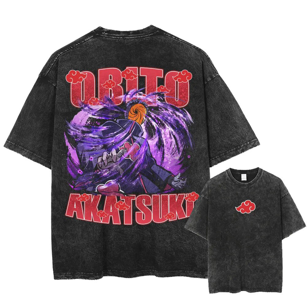 Morukai "Obito Uchiha Akatsuki Kamui" Naruto Vintage Washed Oversized T-Shirt