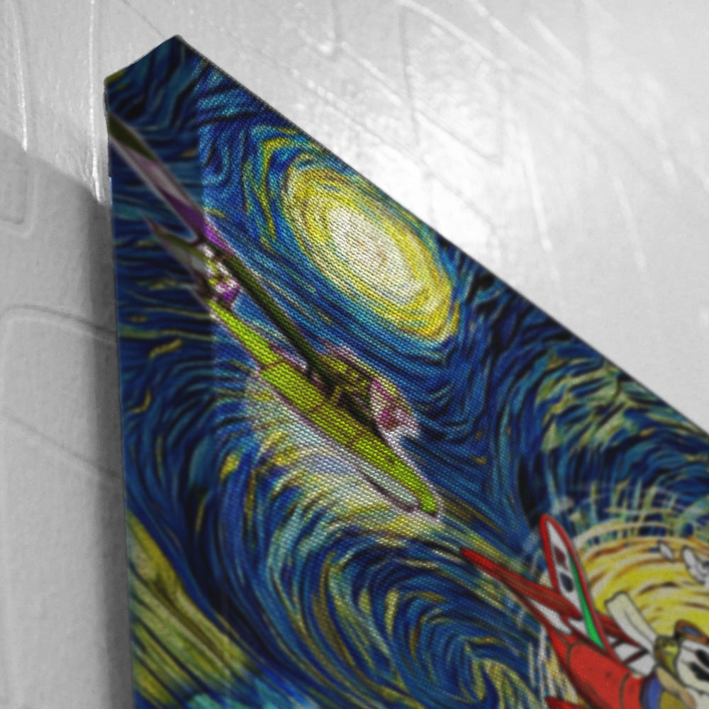 Morukai "Porco Rosso Starry Night Studio Ghibli Canvas Print Wall Art