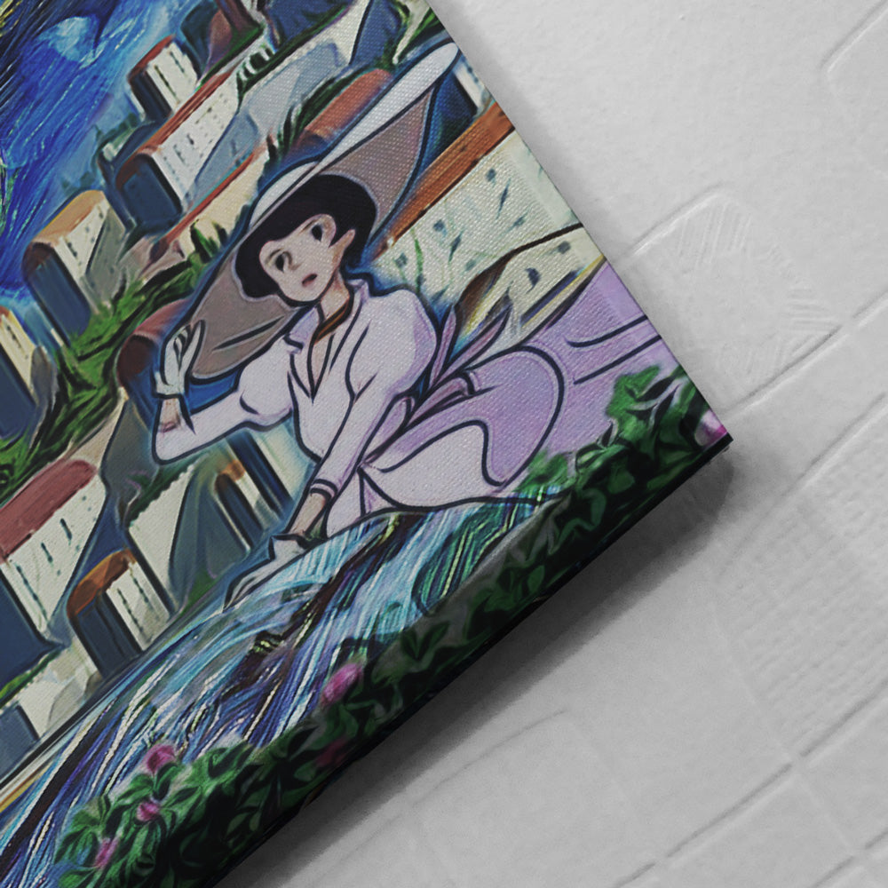 Morukai "Porco Rosso Starry Night Studio Ghibli Canvas Print Wall Art