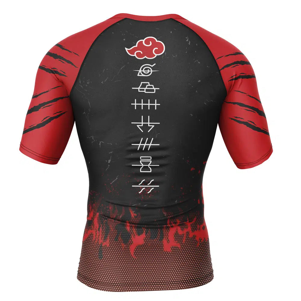 Morukai "Red Cloud Pride Naruto Short Sleeve Rash Guard Compression Shirt