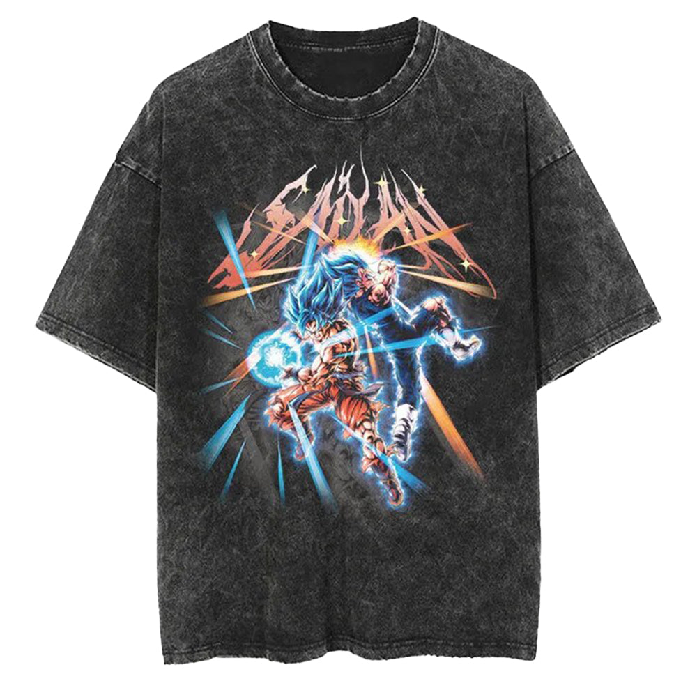 Morukai "Super Saiyan God SS Evolved Son Goku Vegeta" Dragon Ball Vintage Washed Oversized T-Shirt