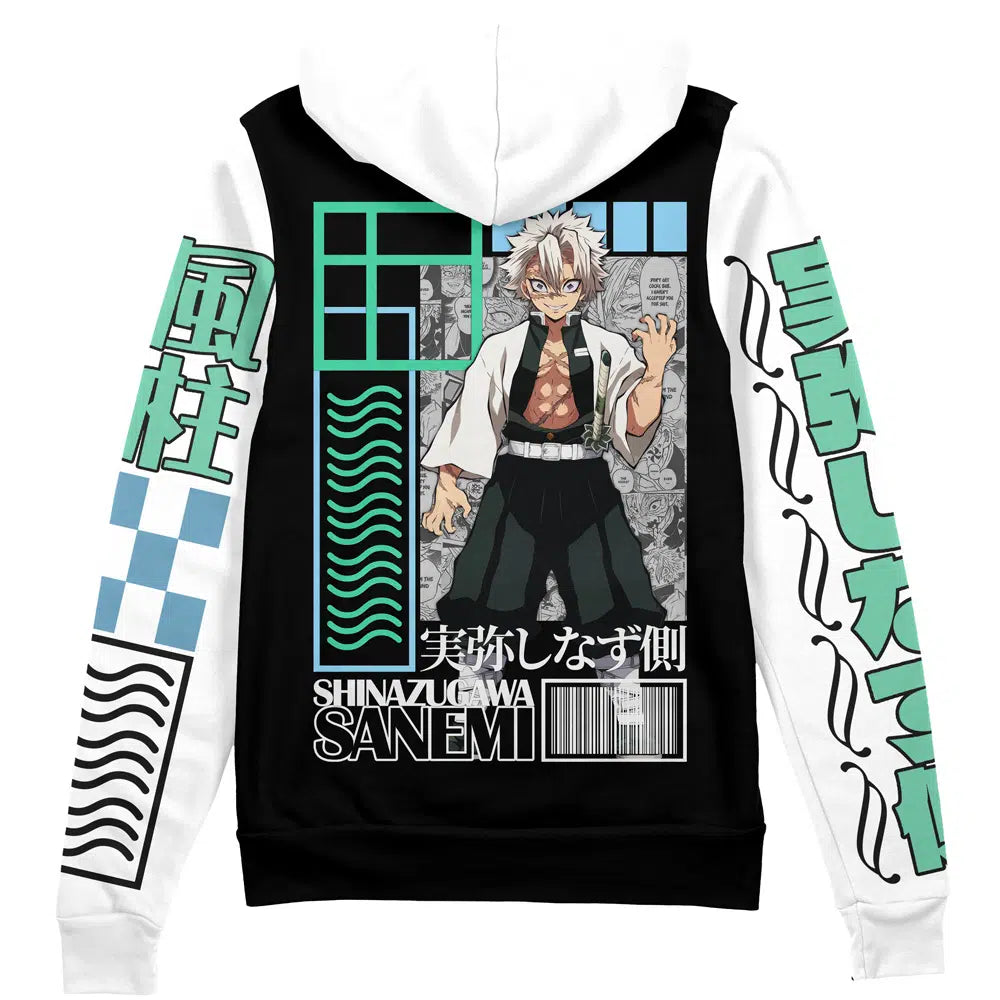 Morukai "Sanemi Shinazugawa Wind Pillar" Demon Slayer: Kimetsu no Yaiba Streetwear Zip Hoodie Jacket