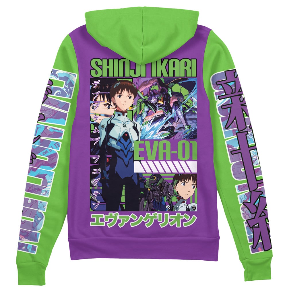 Morukai "Shinji Ikari x Eva 01 Neon Genesis Evangelion Streetwear Zip Hoodie Jacket