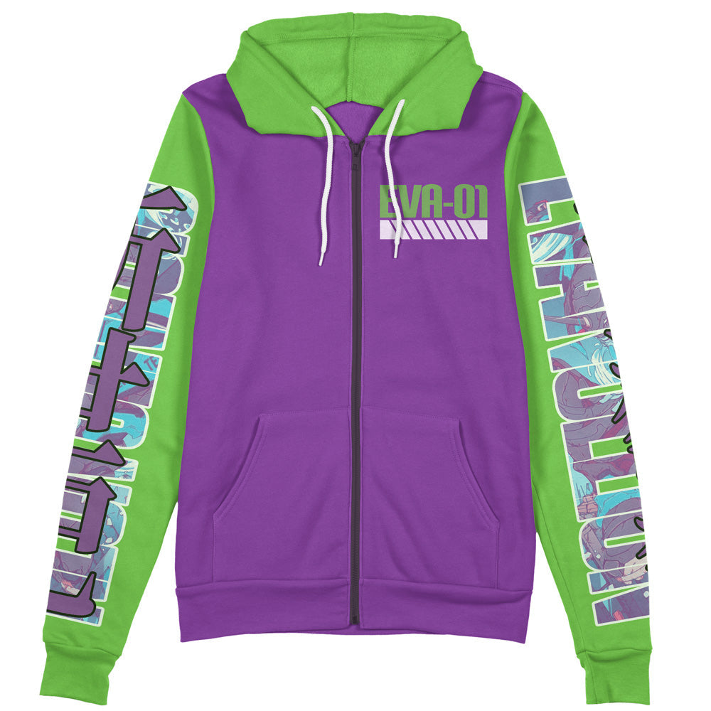 Morukai "Shinji Ikari x Eva 01 Neon Genesis Evangelion Streetwear Zip Hoodie Jacket