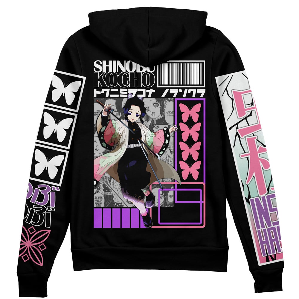 Morukai "Shinobu Kocho" Demon Slayer: Kimetsu no Yaiba Streetwear Zip Hoodie Jacket V1