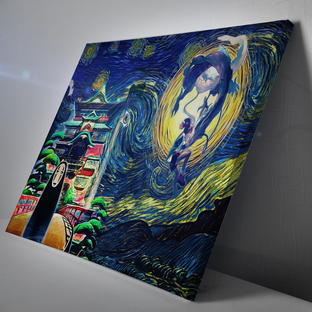 Morukai "Spirited Away Starry Night Studio Ghibli Canvas Print Wall Art