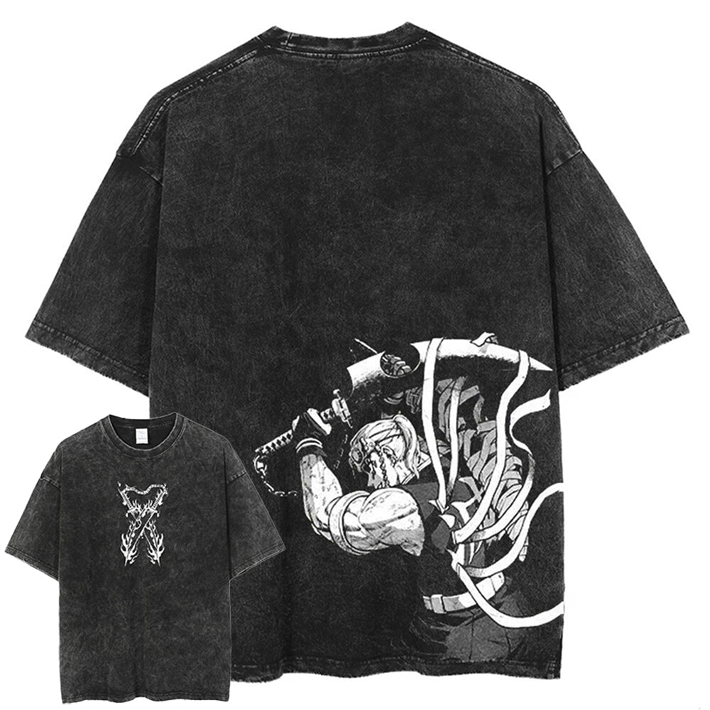 Morukai "Tengen Uzui Sound Pillar" Demon Slayer: Kimetsu no Yaiba Vintage Washed Oversized T-Shirt V2