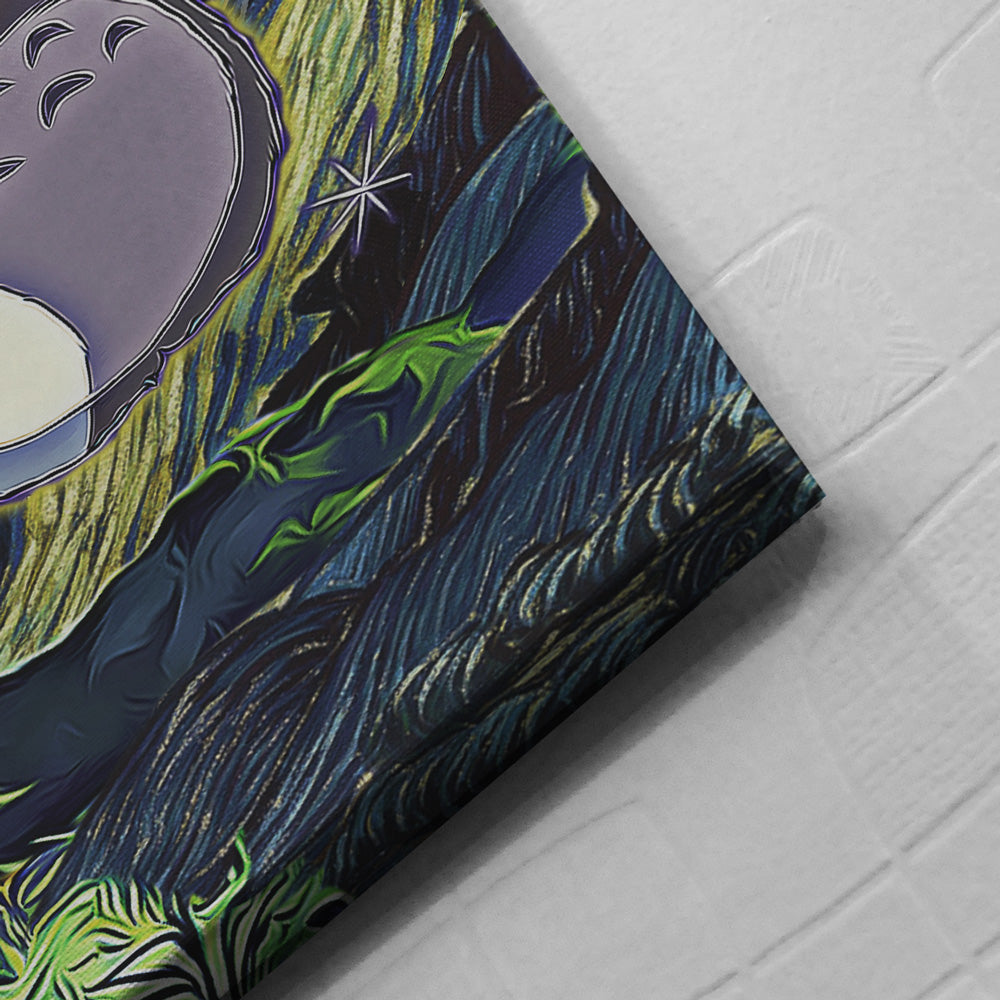 Morukai "Totoro Starry Night Studio Ghibli Canvas Print Wall Art