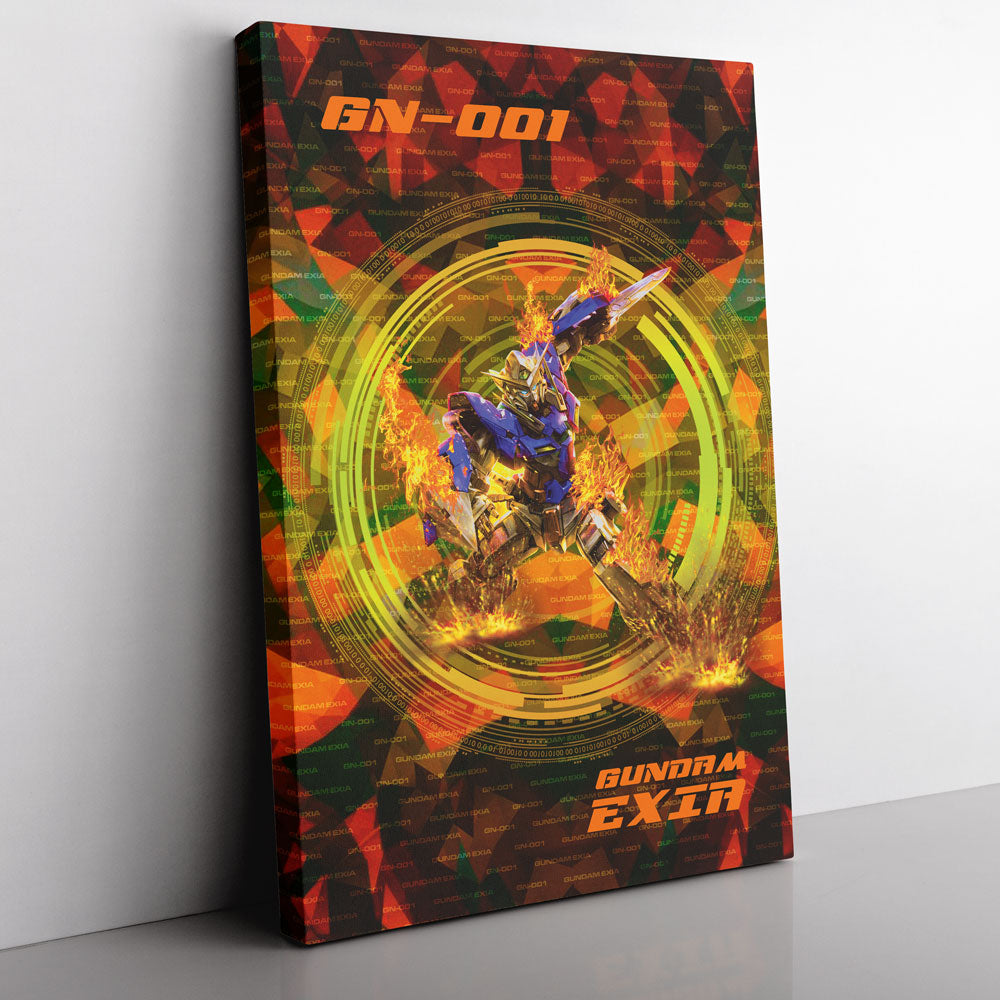 Morukai "Trippy Burning Gundam Canvas Print Wall Art