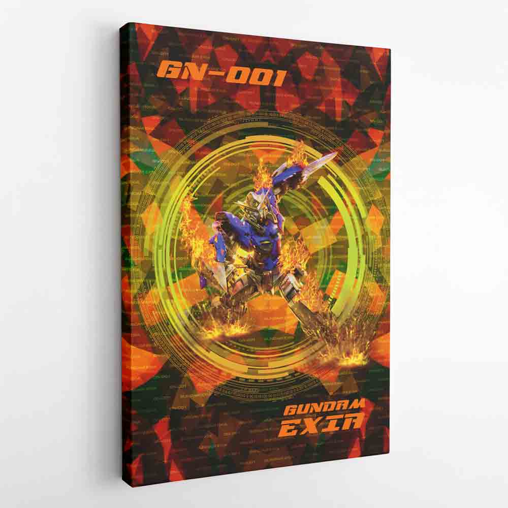 Morukai "Trippy Burning Gundam Canvas Print Wall Art