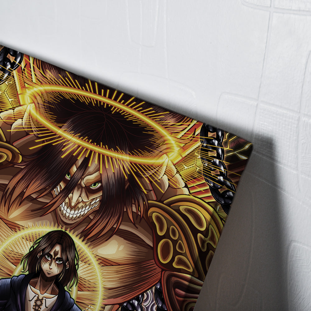 Morukai "Trippy Eren Yeager Timeskip Attack on Titan Vertical Canvas Print Wall Art