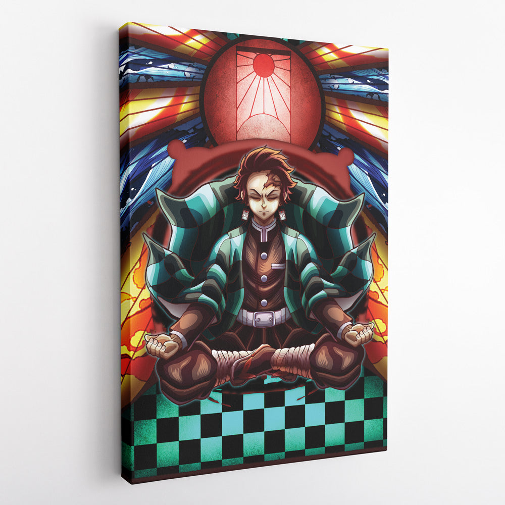 Morukai "Trippy Kamado Tanjiro Demon Slayer Vertical Canvas Print Wall Art